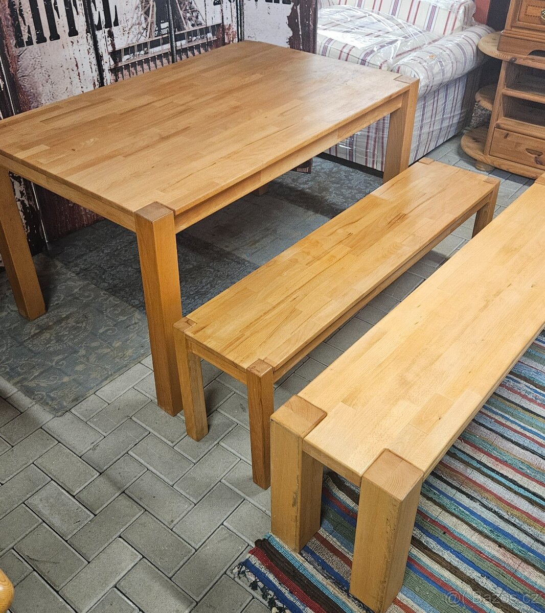 Dubový stůl +2 x lavice - 2
