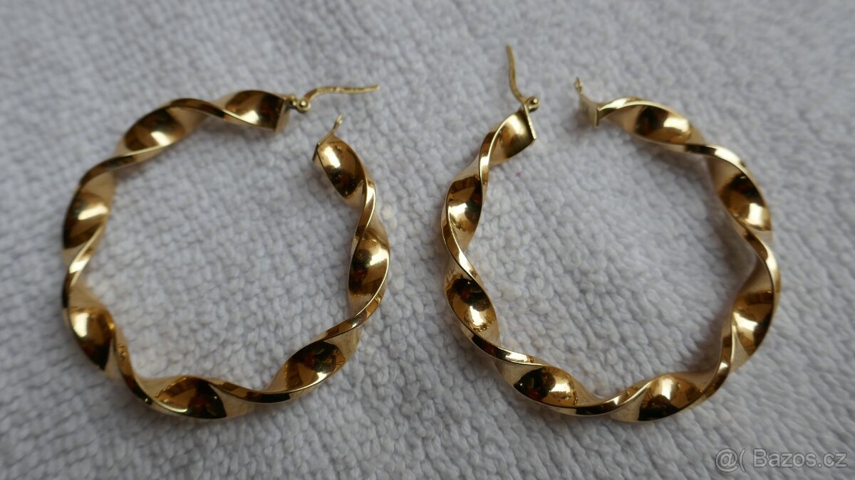 ZLATÉ NAUŠNICE KRUHY 7.56G/52MM/6MM/14KARÁTŮ 585 - 2