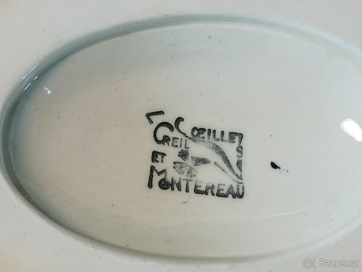 STAROŽITNÝ FAJÁNS ART DECO OMÁČNÍK CREIL ET MONTEREAU FRANCI - 2