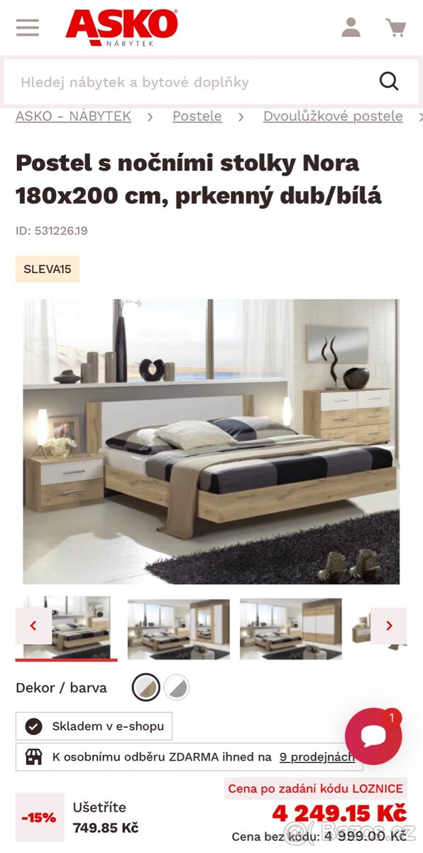 Postel a noční stolky Asko - 2