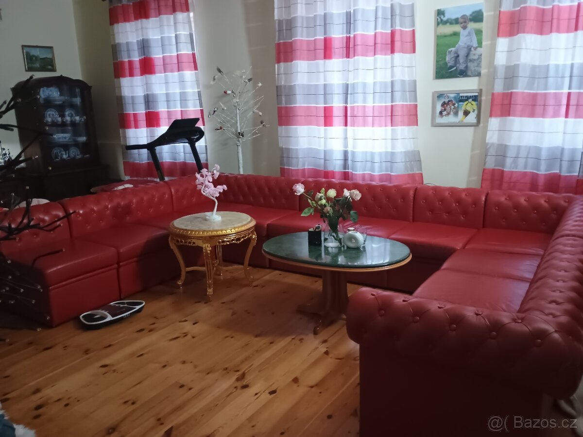 Velká kožená sedačka chesterfield - 2