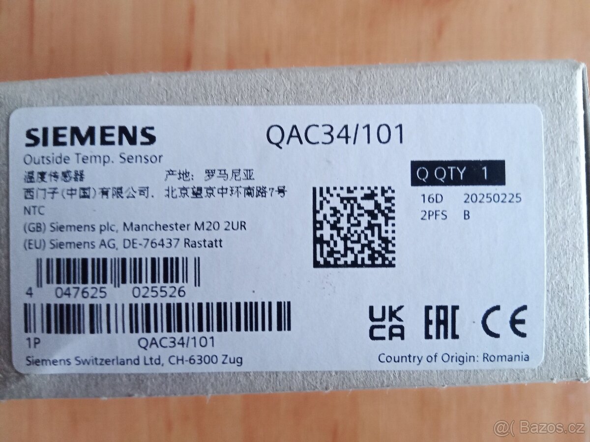 Čidlo venkovní teploty Siemens QAC34/101 - 2