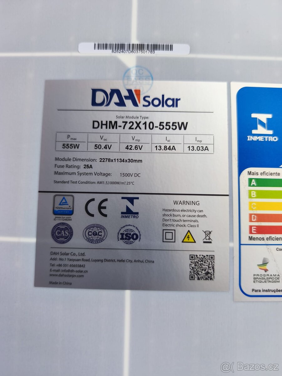 Fotovoltaický panel DHM-72X10-555w - 2