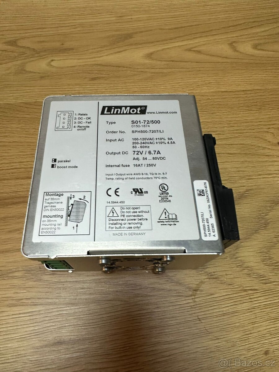 LinMot S01-72/500 (0150-1874) – 72 V / 6.7 A / 500 W zdroj - 2