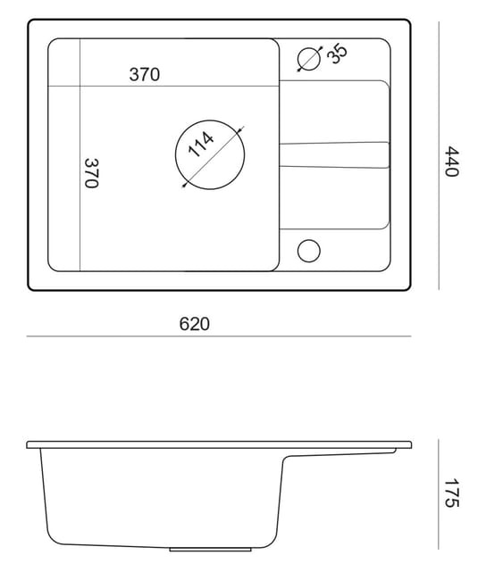 Granitový černý dřez + sifon + baterie černé - 2