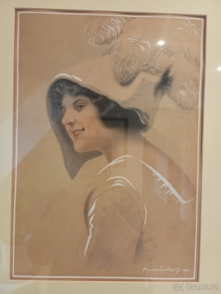 DÍVKA V KLOBOUČKU - JOSEF MUKAŘOVSKÝ 1921 - 2