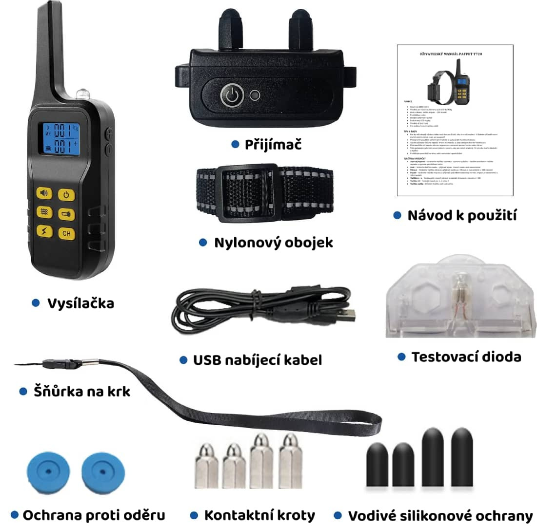 ✅PatPet T720 - 3ks Elektrický, Výcvikový obojek se Zárukou✅ - 2
