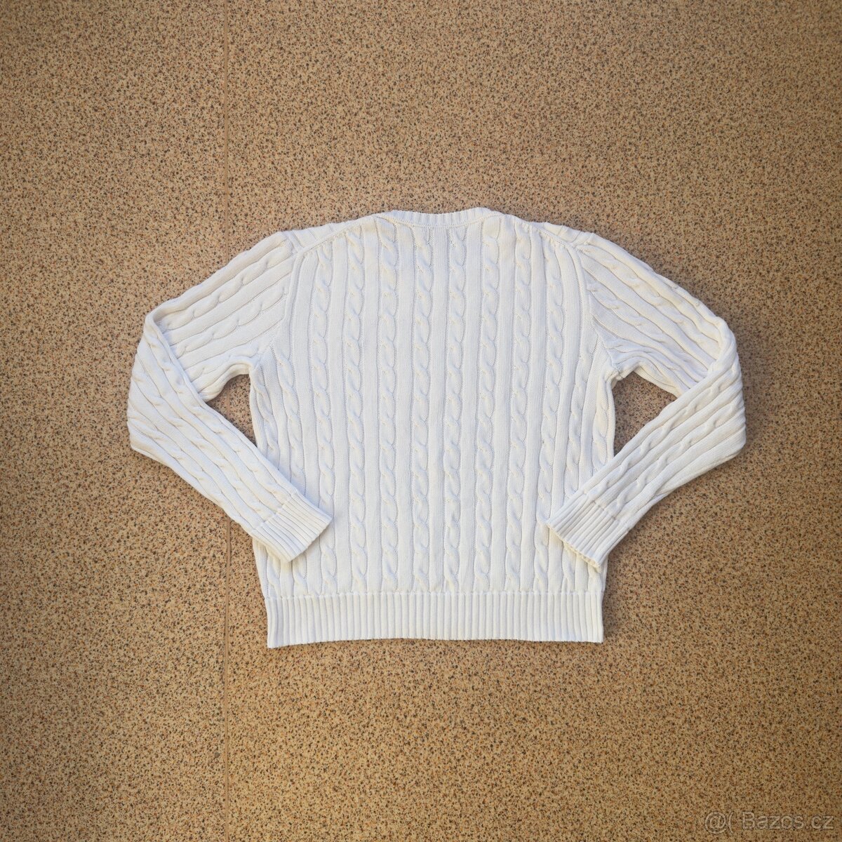 Ralph Lauren Polo dámský bílý copánkový svetr | vel. L - 2