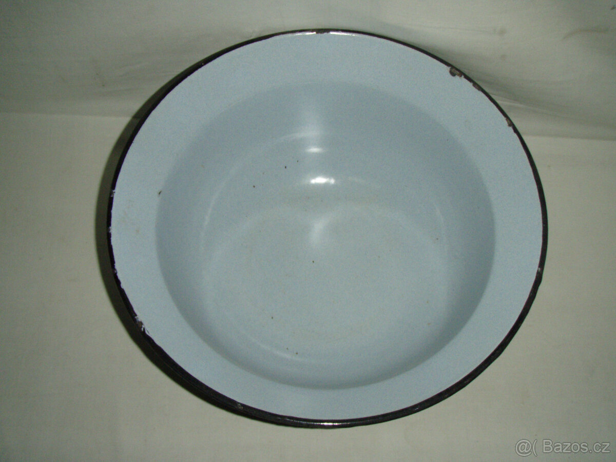 VELKÁ SMALTOVANÁ MÍSA S UCHY - ČERNÁ - 2