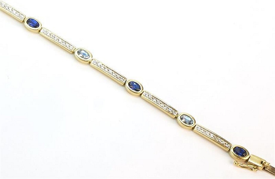 Zlatý náramek se spinely, akvamaríny a zirkony - 2
