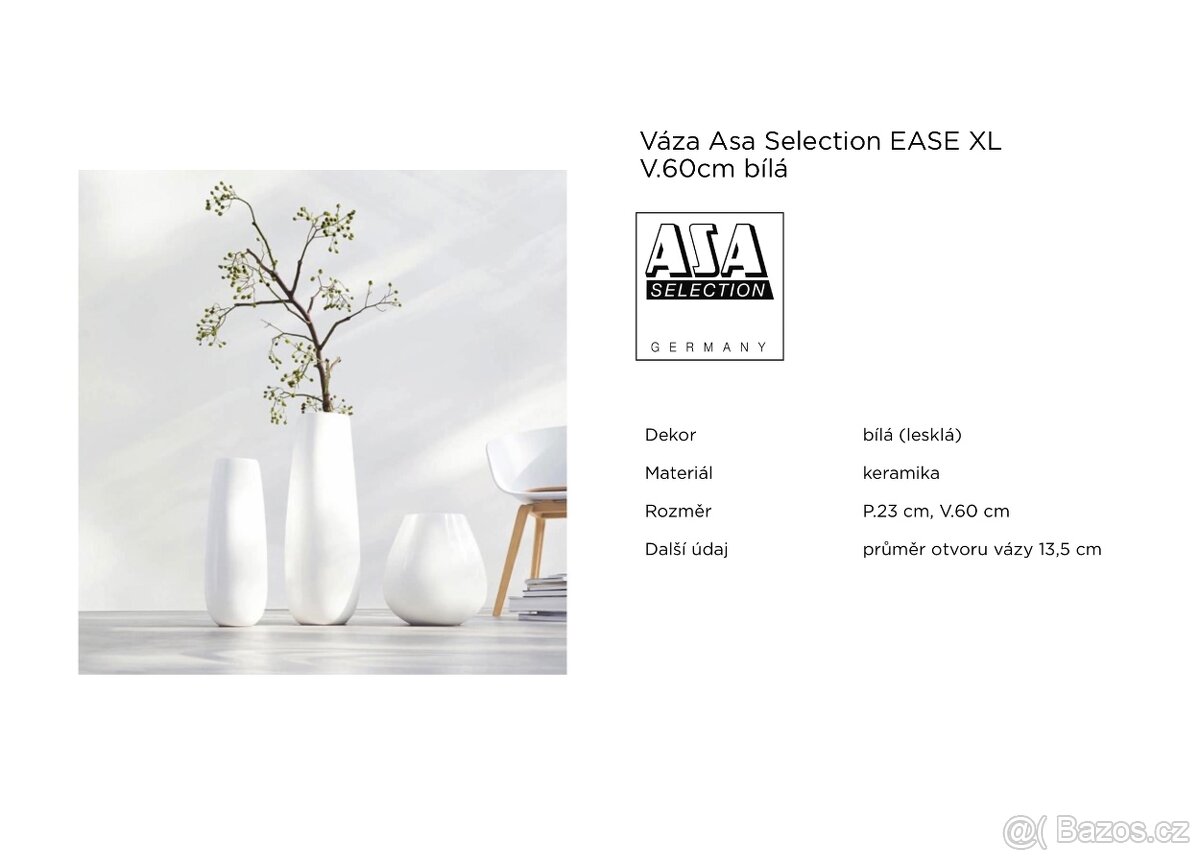 Váza Asa Selection EASE XL 60cm bílá - 2