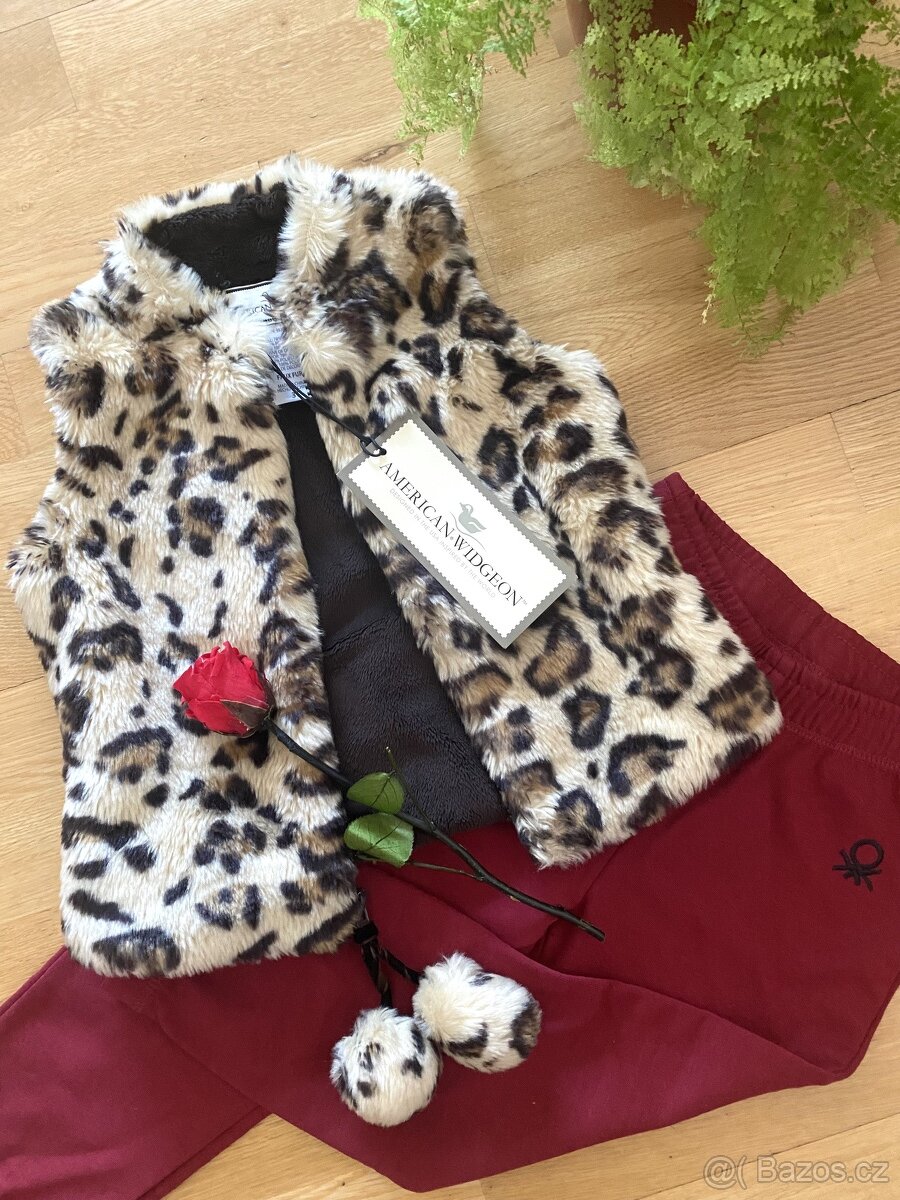 NOVÁ Luxusní vesta kožíšek bambule 3r - 2