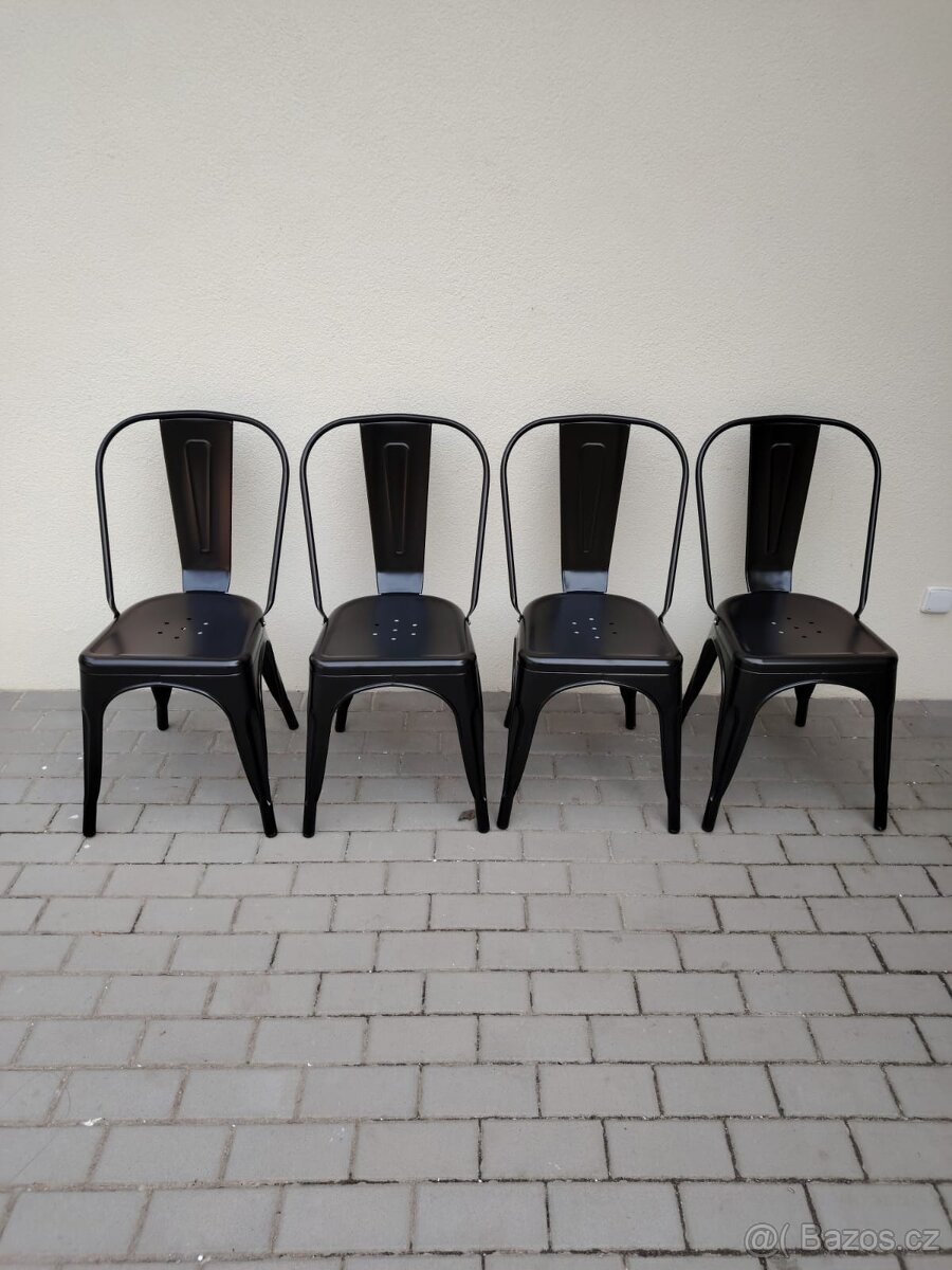 Nové gastro židle Paris, kov, černá, 4 kusy - 2