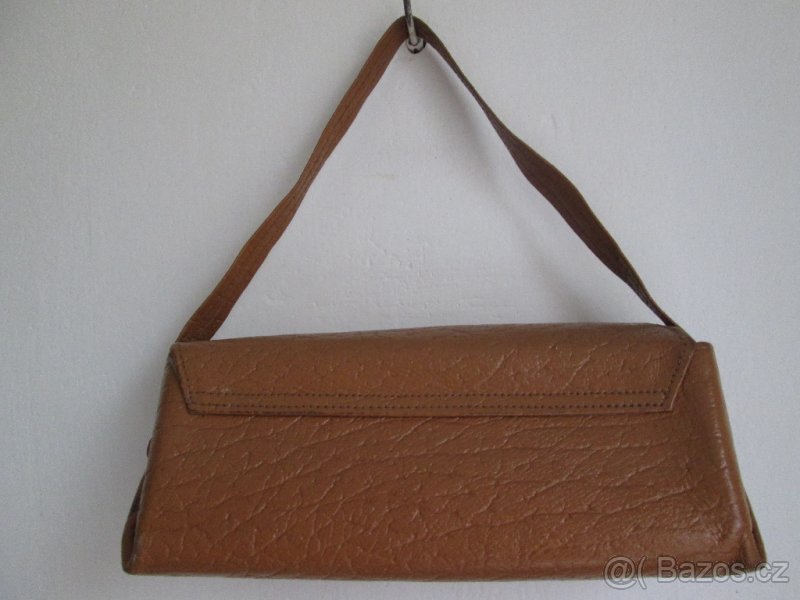 Vintage pevná kabelka do ruky, světle hnědá kůže - 2