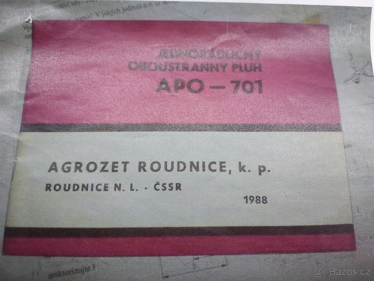 Jednoradličný oboustranný pluh APO-701 - 2