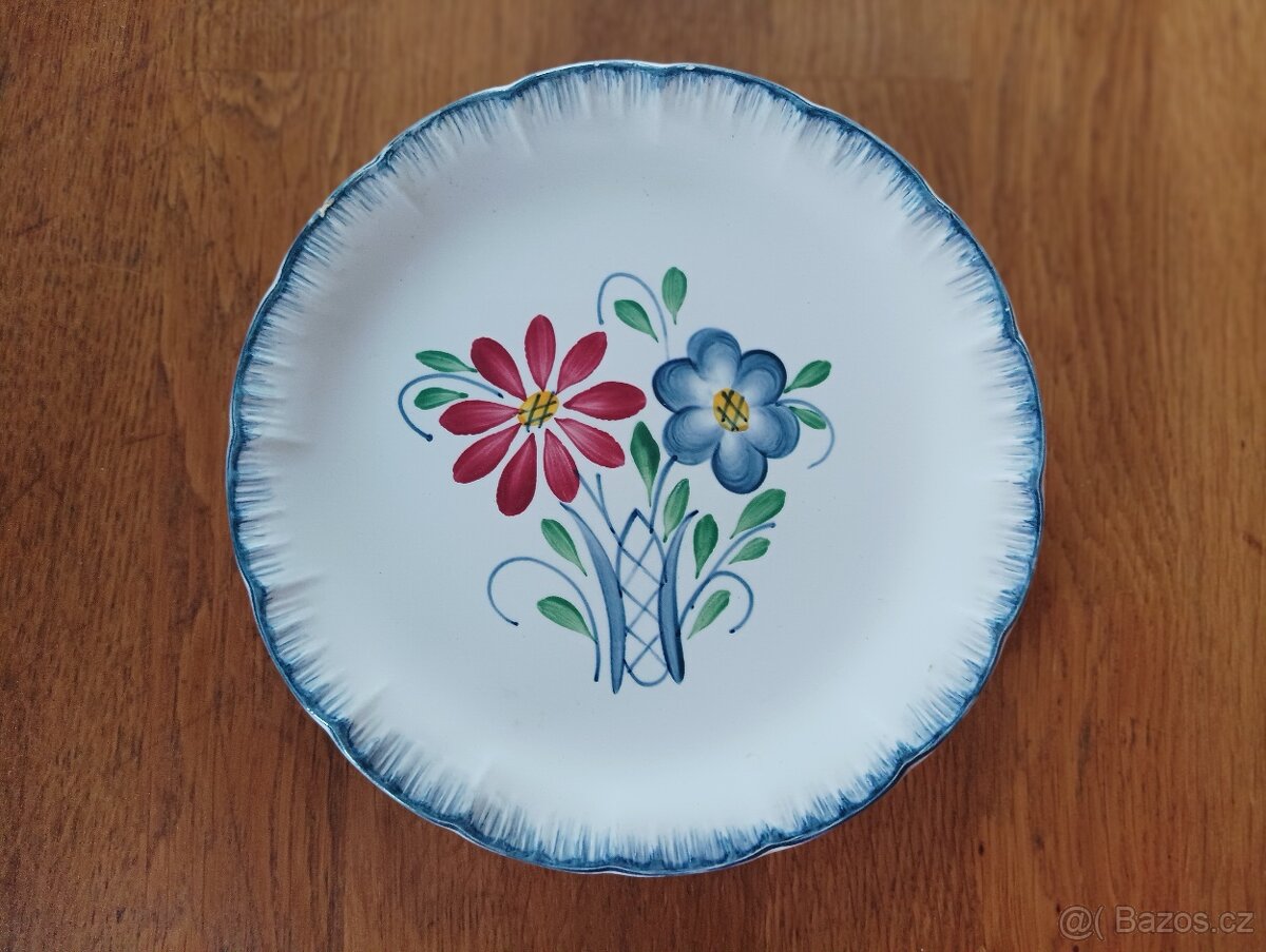 STAROŽITNÝ FAJÁNS TALÍŘ SARREGUEMINES RUČNĚ MALOVANÝ - 2