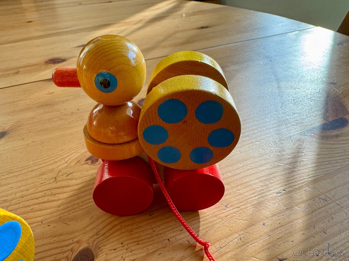 Tahací kachnička -dřevěná Detoa 70. Léta - 2