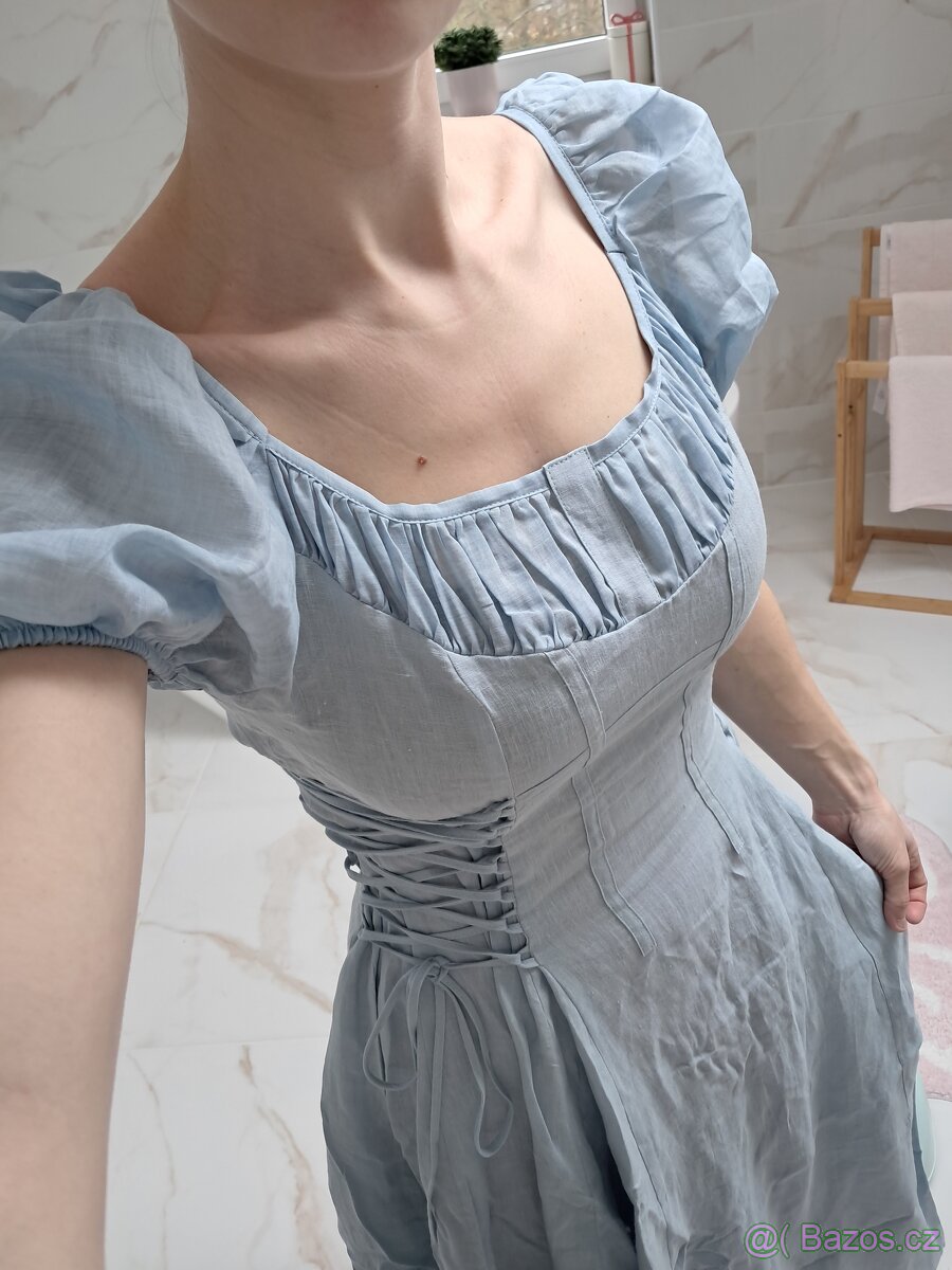 Lněné šaty kvalitní vel.S - 2