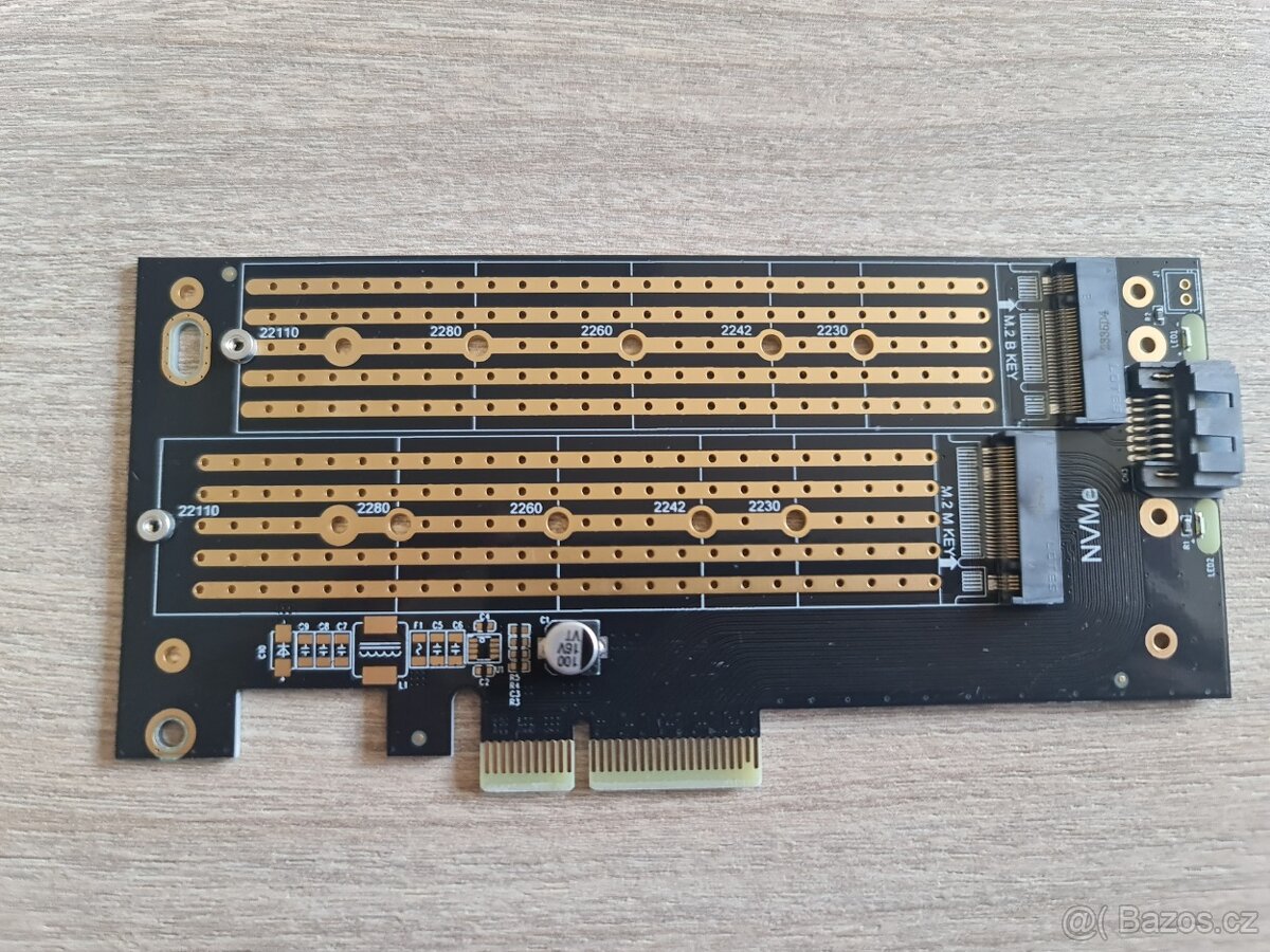 Duální adaptér pro M2 SSD disky PCIE4 MVMe / SATA + přísluše - 2