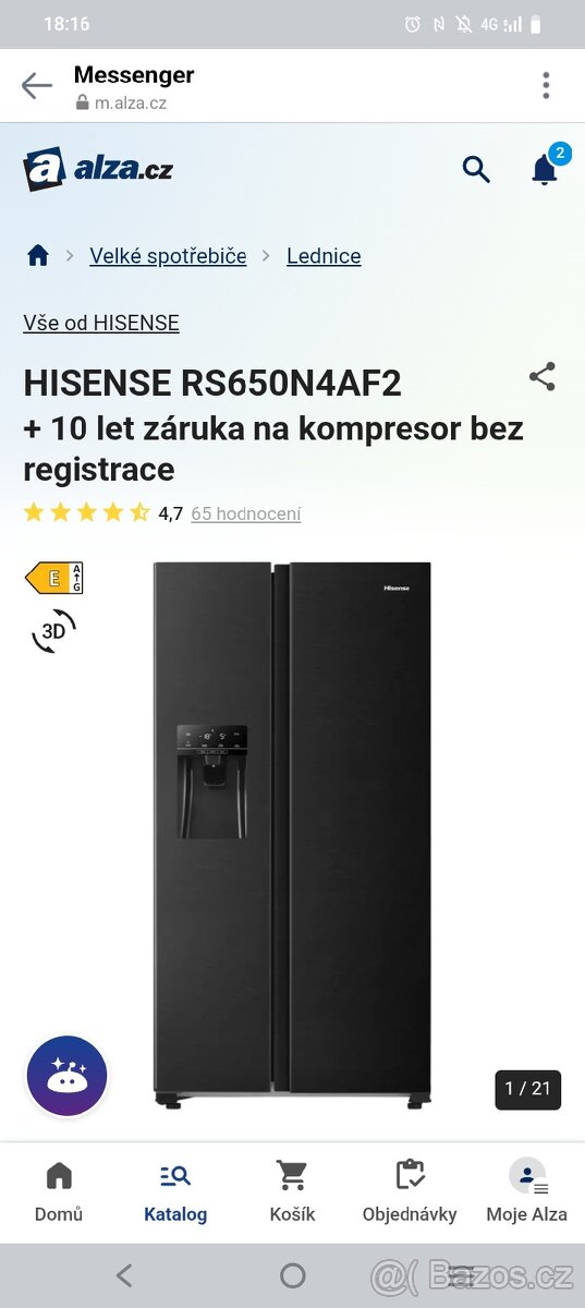Americká lednice Hisense v záruce - 2