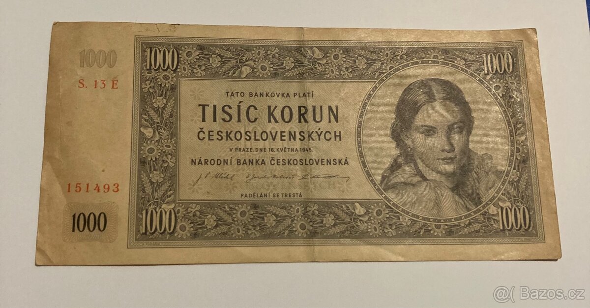 1000 korun 1945 - 2