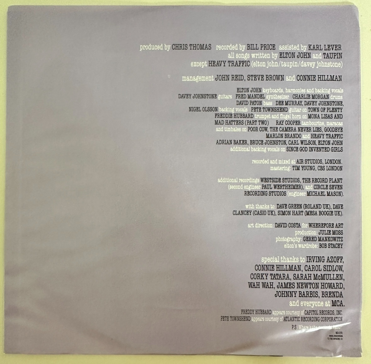 Elton John - Reg Strikes Back (LP MCA Records 1988) - 2