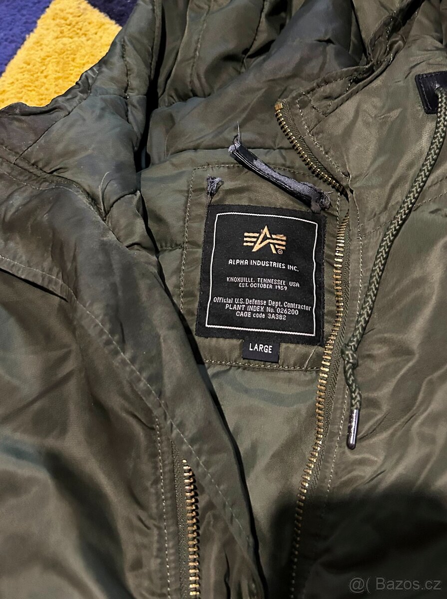 ALPHA-INDUSTRIES ZIMNÍ KHAKI PÁRKA -BUNDA LARGE(L-XL)–💪🏽 - 2