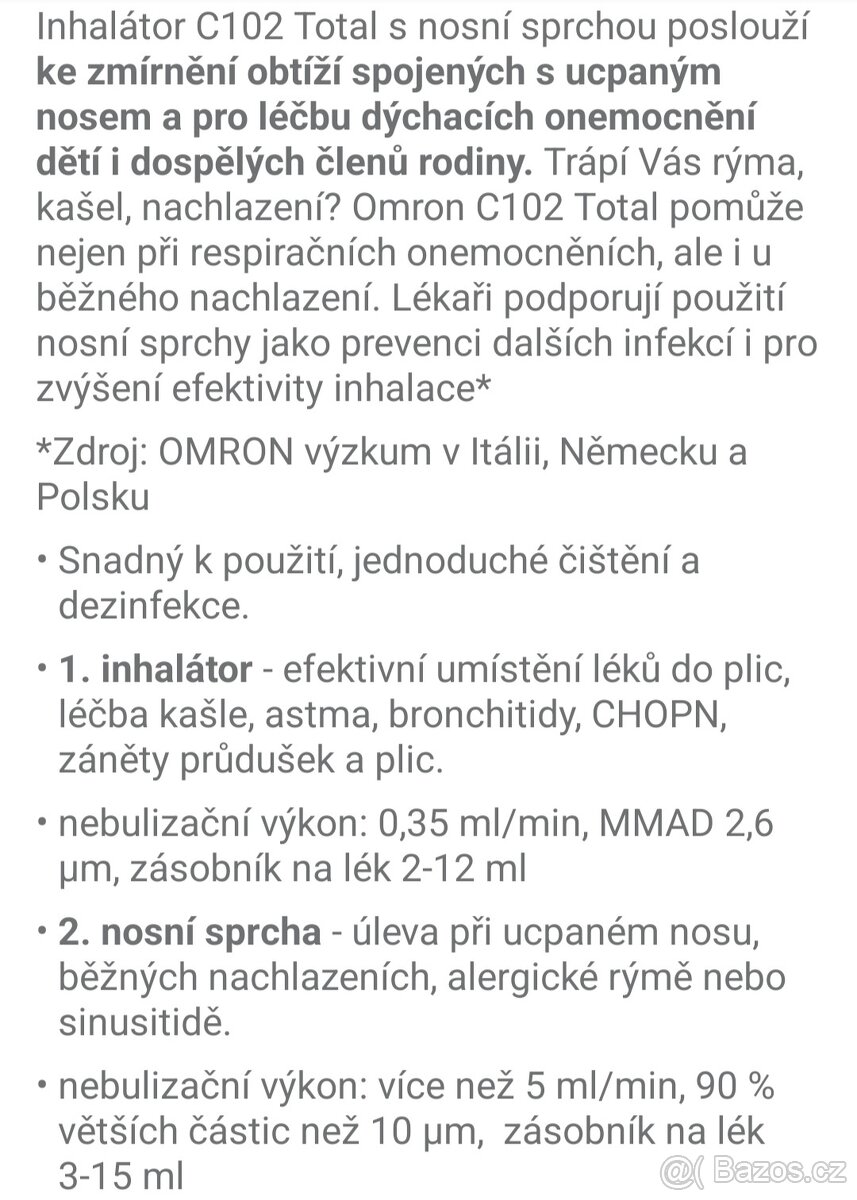 kompresorový inhalátor Omron C102+nosní sprcha - 2