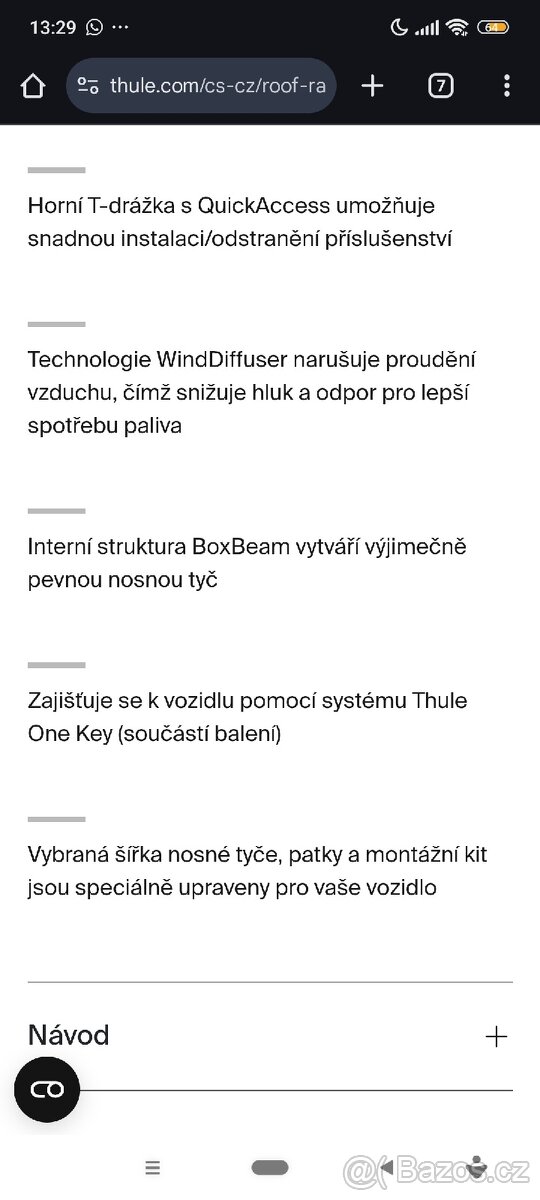 Thule příčníky wingbar Evo - 2