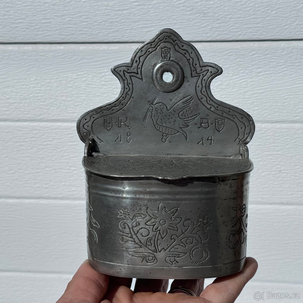 Starožitná cínová slánka s rokem 1814 - 2