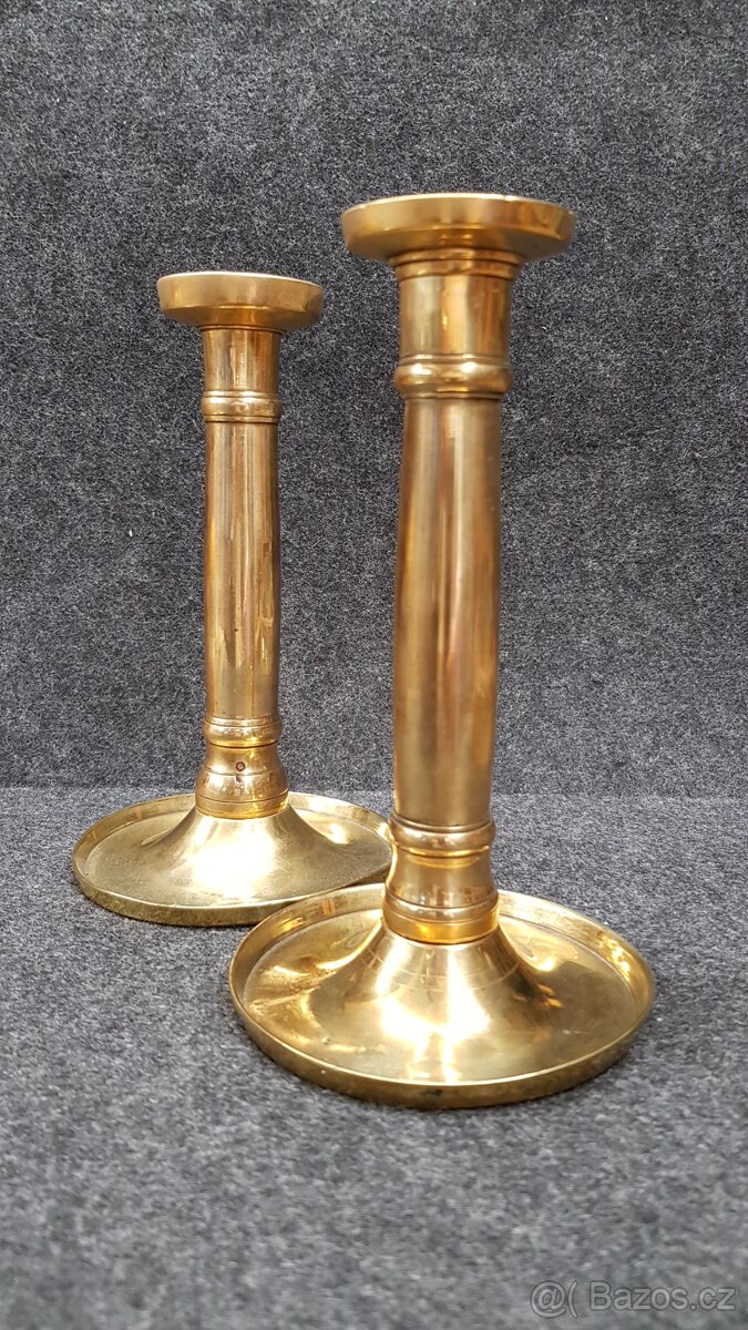 2x starožitný párový mosazný svícen - 2