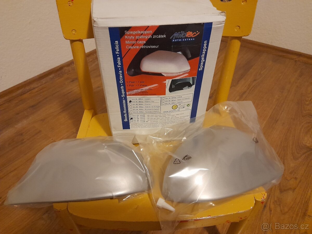 Stříbrné kryty zrcátek Milotec Superb I facelift - 2