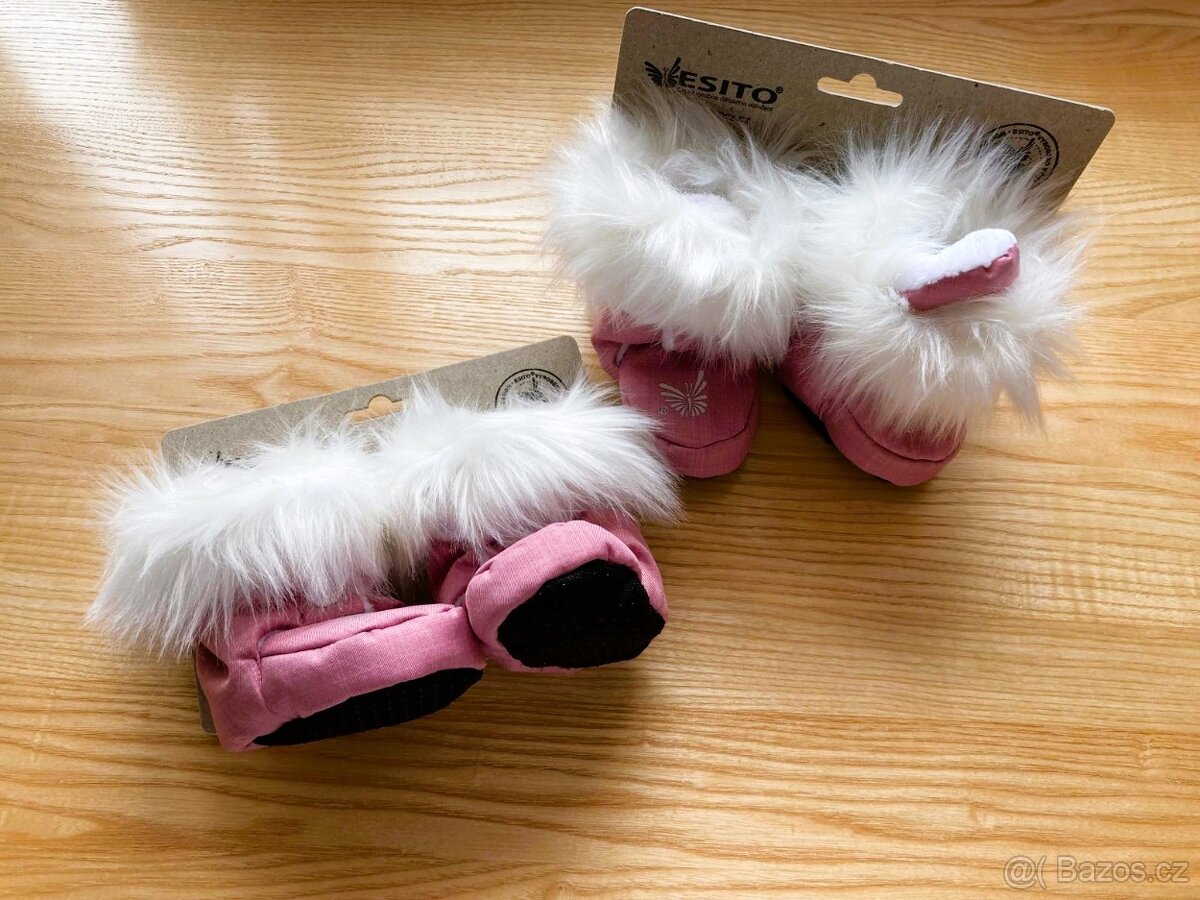 ESITO Softshellové capáčky Snow růžová/bílá; dvojčata - 2