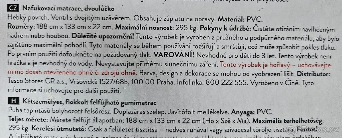 Nafukovací matrace Double flocked airbad - 2