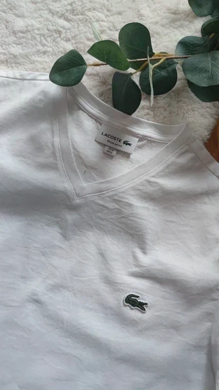 Pánské bílé triko Laco-ste vel. S - 2