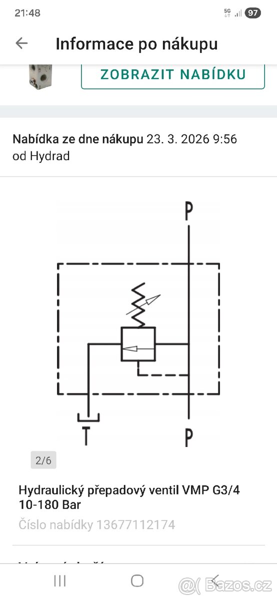HYDRAULICKY PREPADOVY (pojistovaci) VENTIL 50-250 BAR - 2