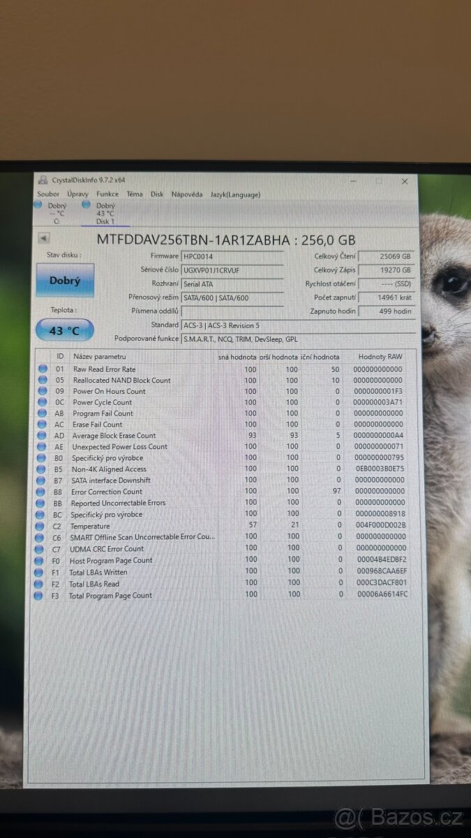 M.2 SATA SSD Micron 1100 256GB - 530/500MB/s - 2