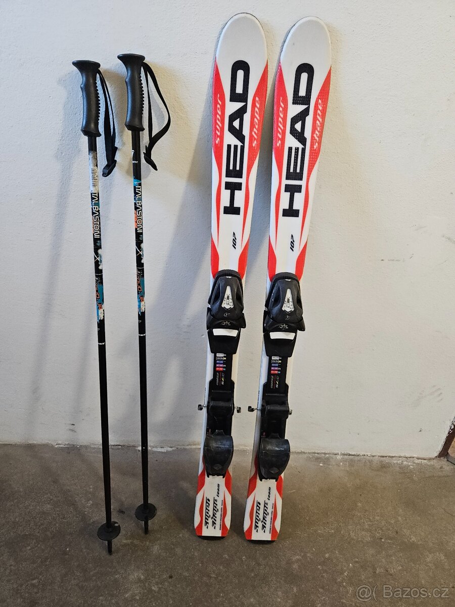 Dětské lyže 107 cm + vázání + hůlky - 2