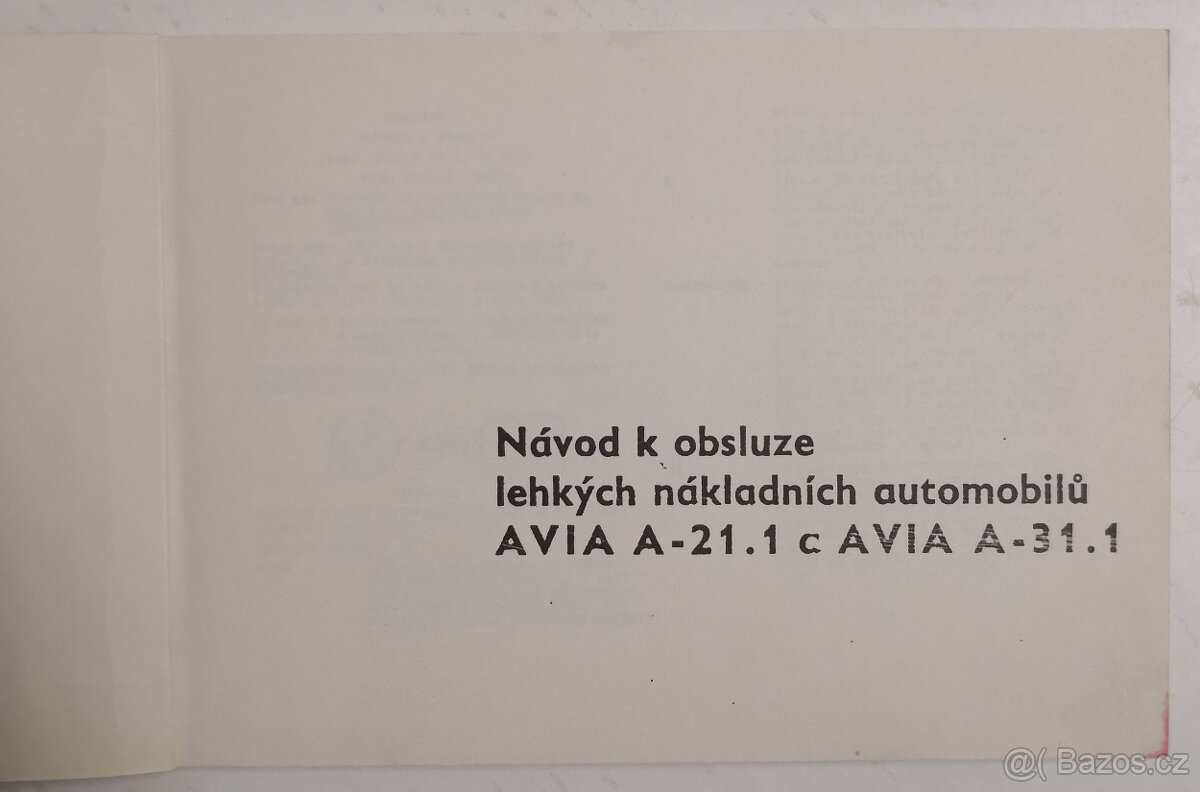 Návod k obsluze lehkých nákladních automobilů AVIA A21 a AVI - 2