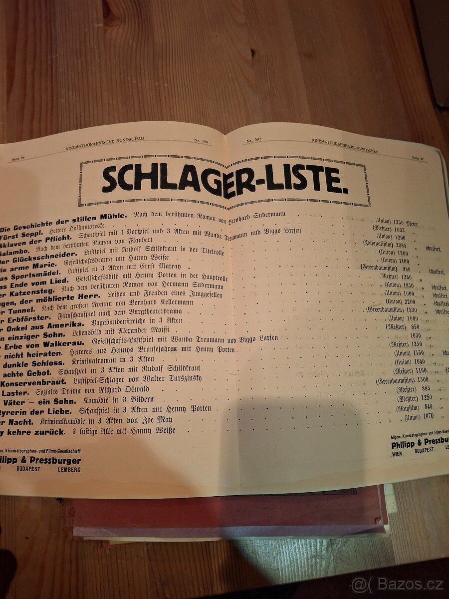 Prodam programy kin a divadel 1915 Vídeň - 2