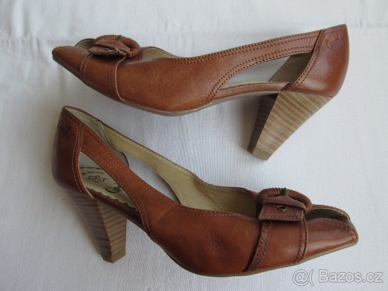 Lodičky Caprice, hnědé, vel. 37, celokožené - 2