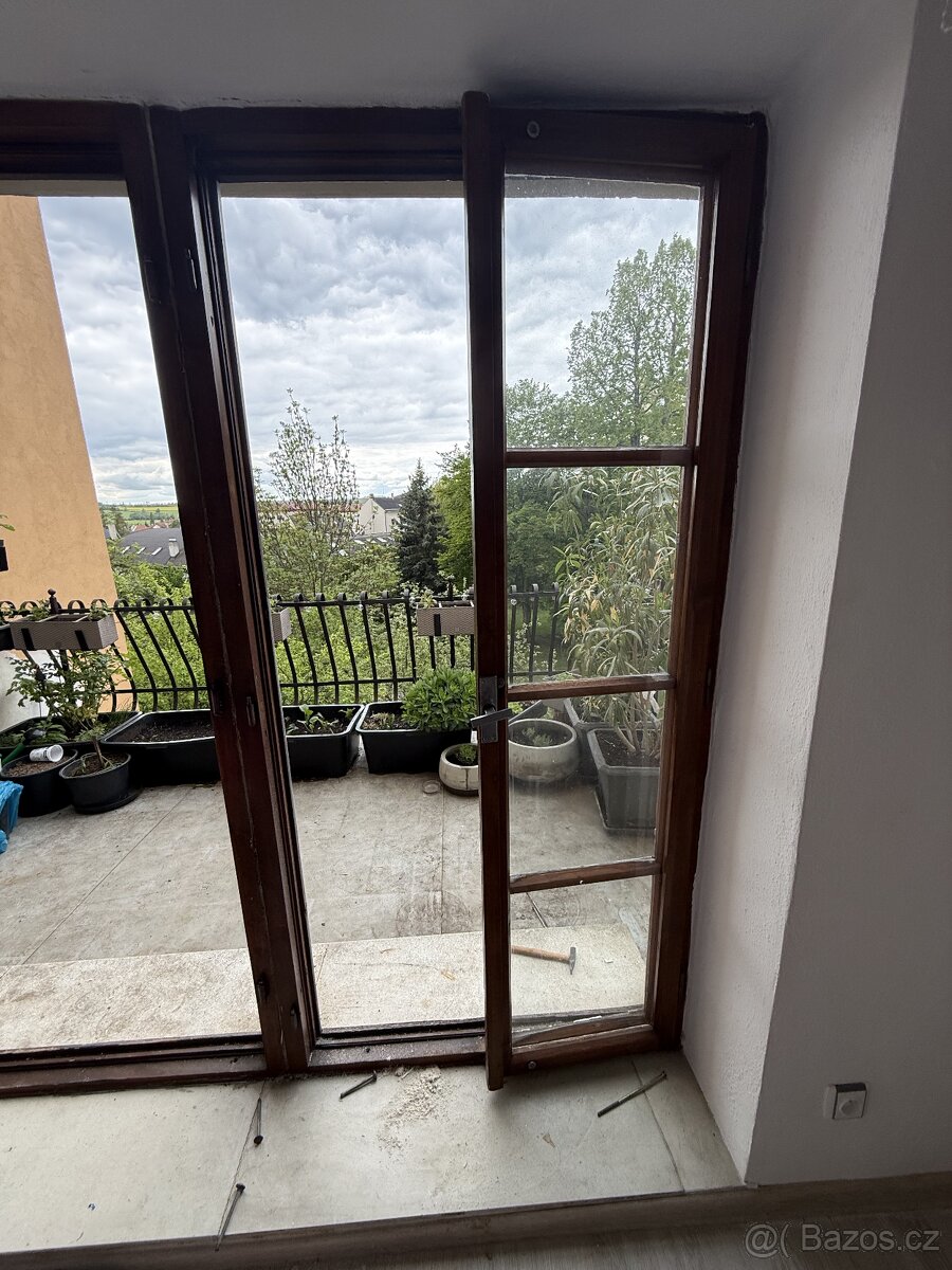 Trojdveře na balkon, dřevěné - 2