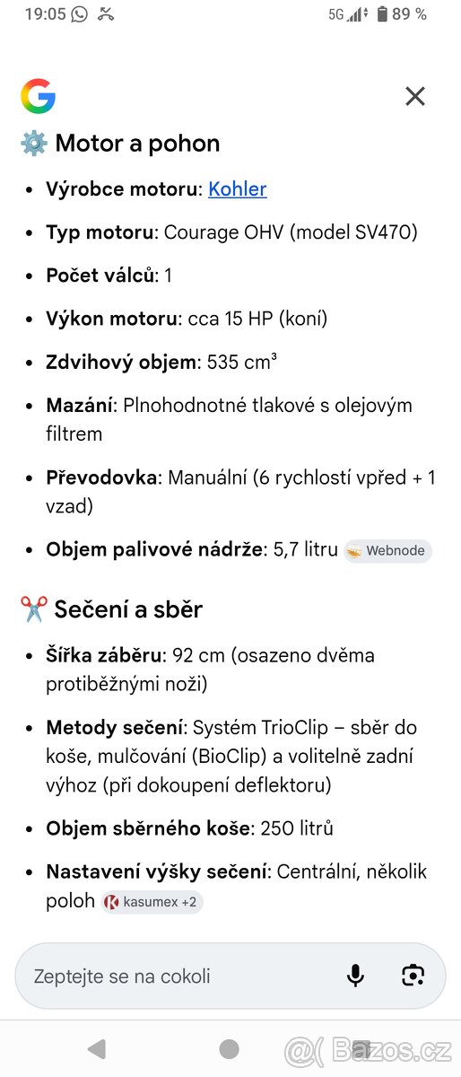 Sekací traktůrek Husqvarna - 2