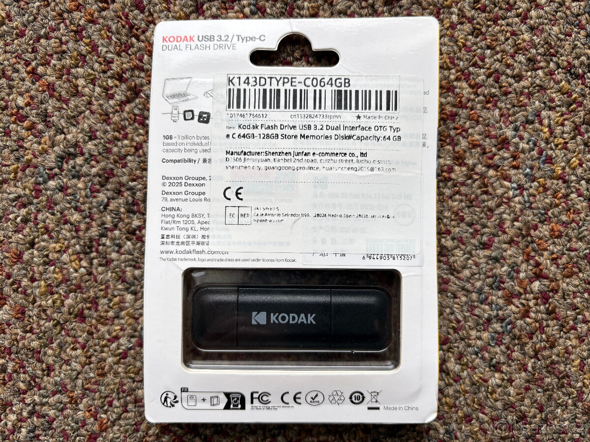 NOVÝ Duální USB-A 3.2 / Type-C Flash Disk 64 GB Kodak K143D - 2