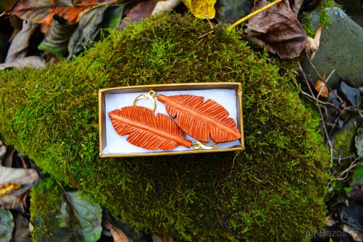 PODZIMNÍ ŠEPOT: RUČNĚ VYŘEZÁVANÉ DŘEVĚNÉ NÁUŠNICE - 2