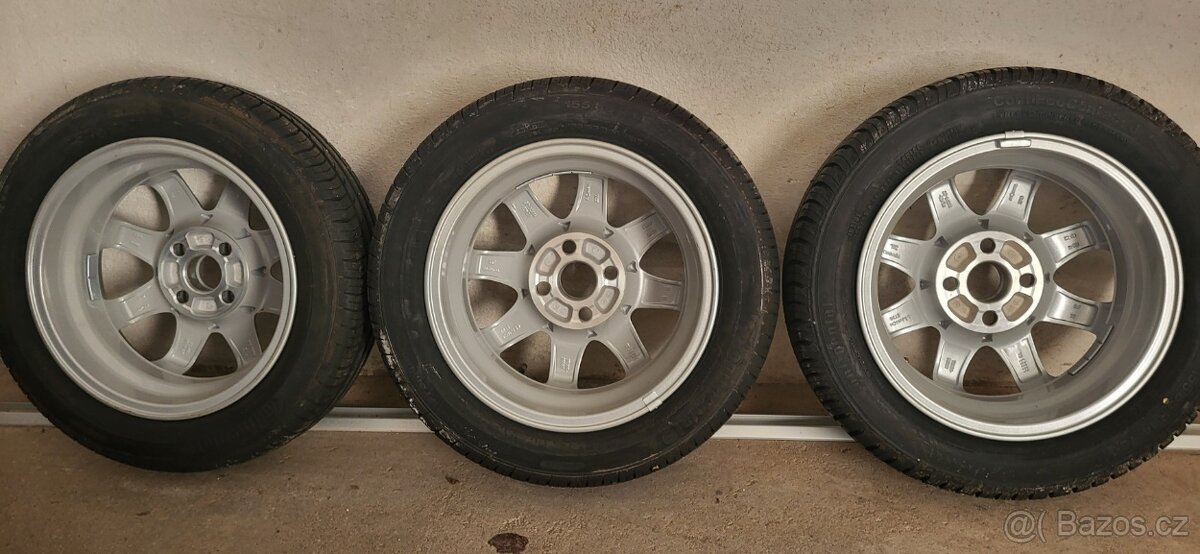 Prodám 3 ks disků včetně pneu 155/65 R14 - 2