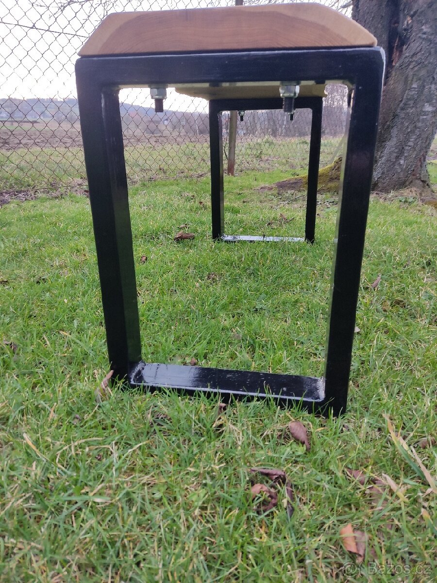 Lavice interier/exterier dřevo dub nohy kov - 2