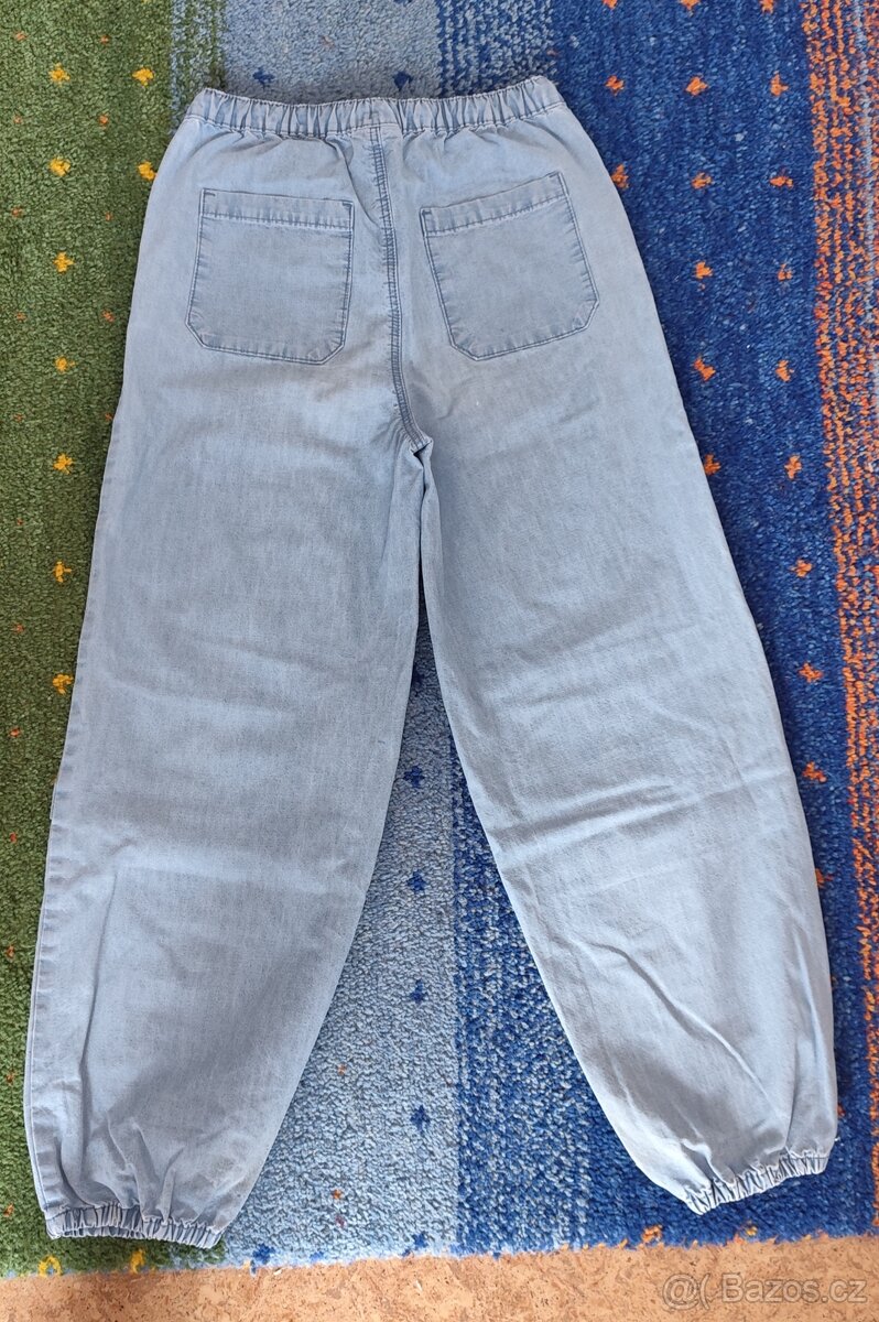 Modré plátěné kalhoty – vel. 152 - 2