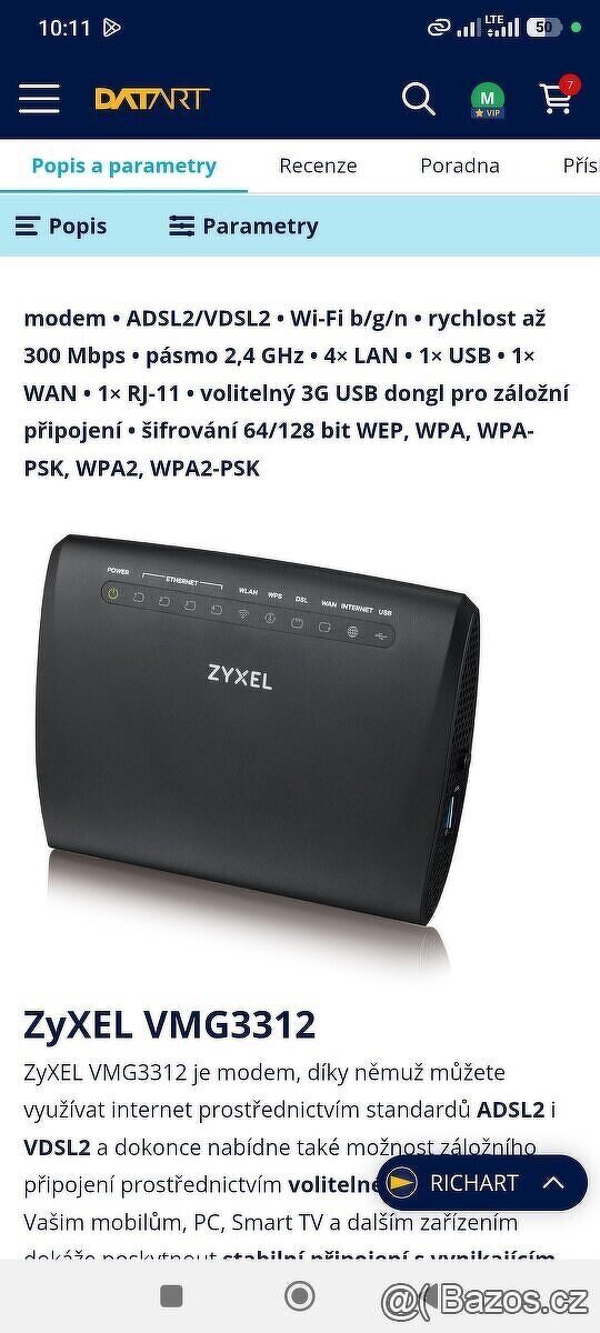 Modem ZyXEL VMG3312-T20A - 2