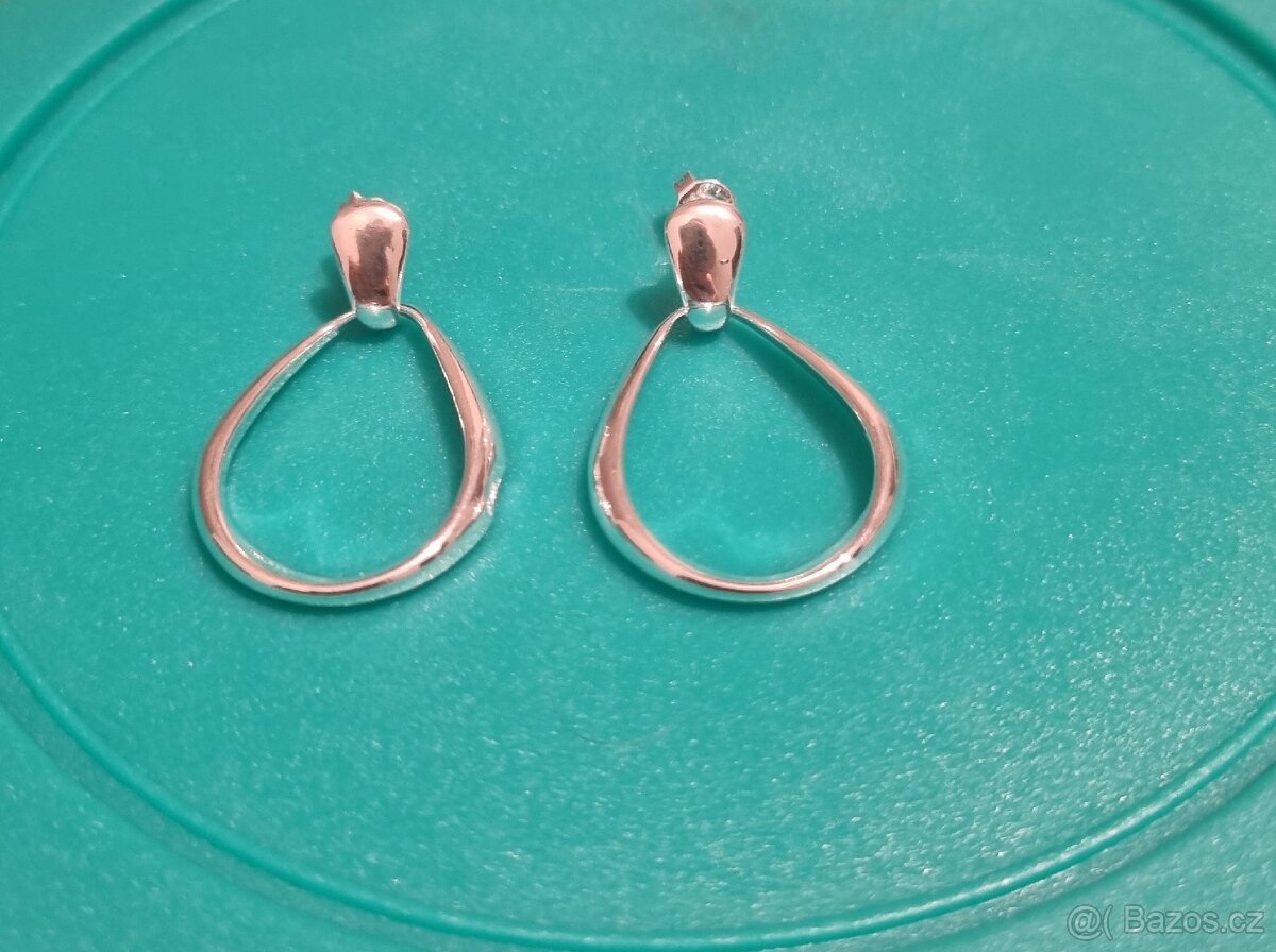 Nové dámské stříbrné náušnice oválné ovály 925 duté - 2